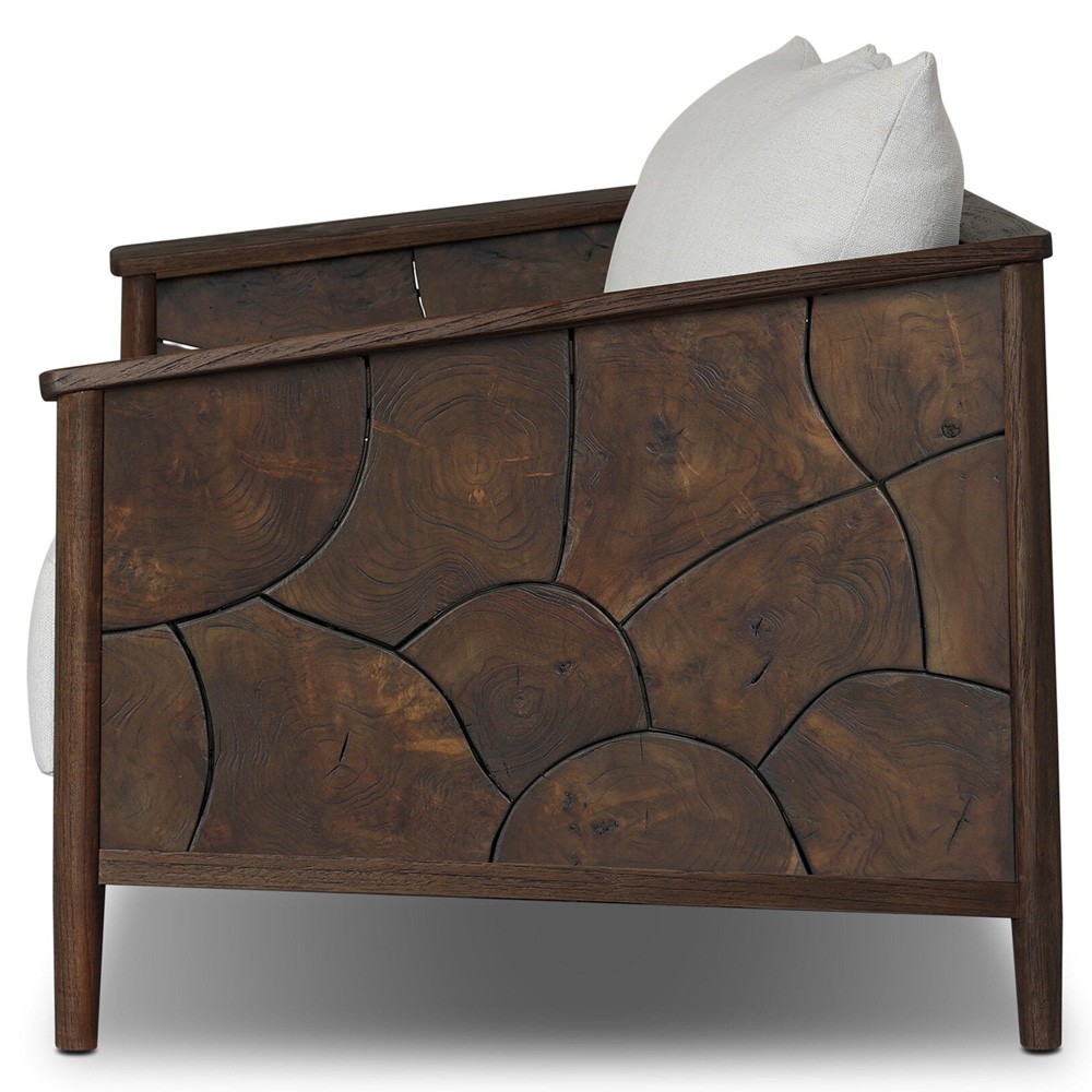 Ridge Rustic Lodge Dark Brown Teak Outdoor Sofa - 58"|