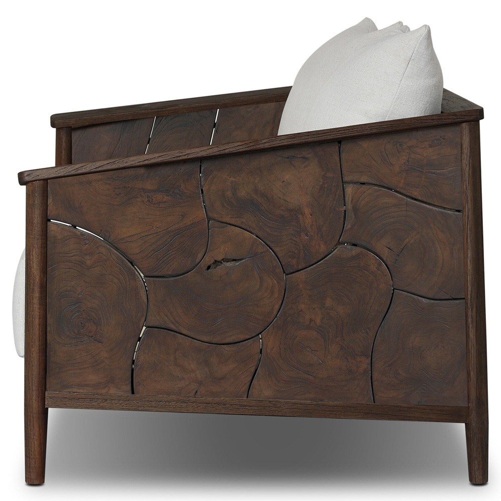 Ridge Rustic Lodge Dark Brown Teak Outdoor Sofa - 58"|