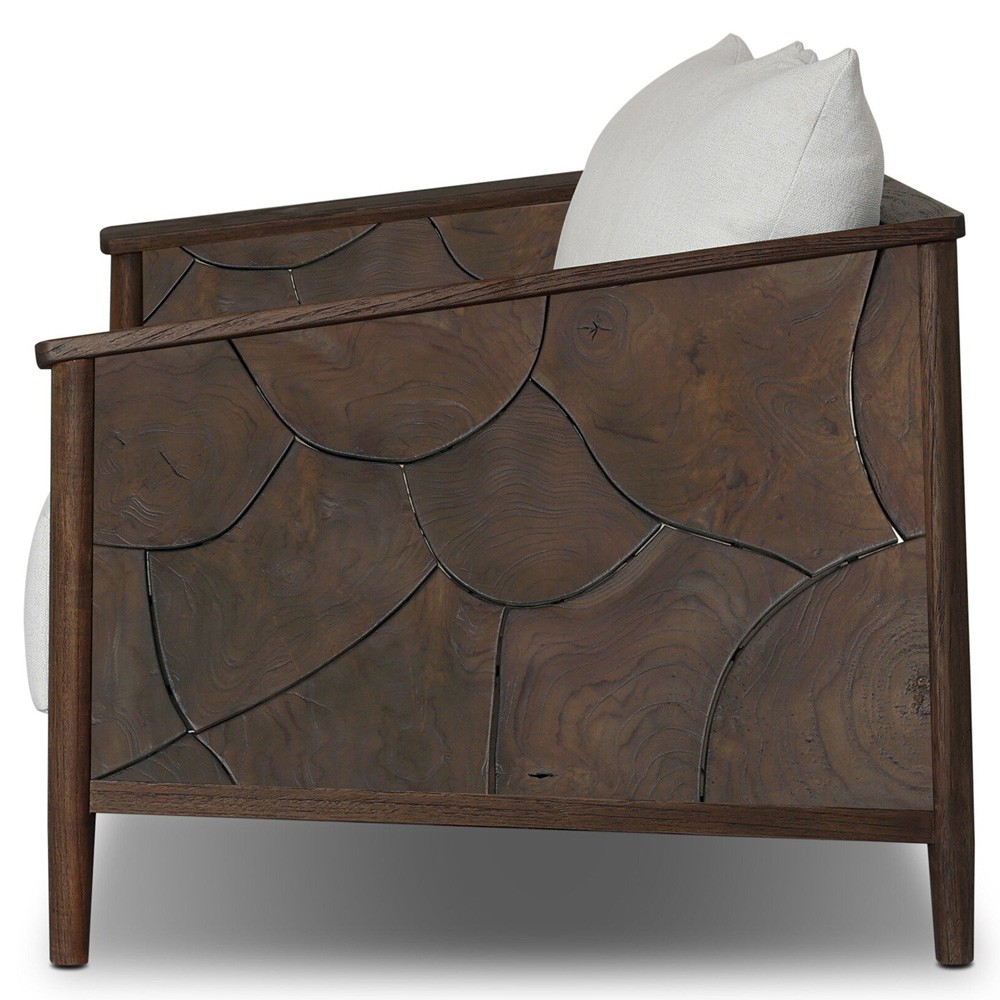 Ridge Rustic Lodge Dark Brown Teak Outdoor Sofa - 58"|