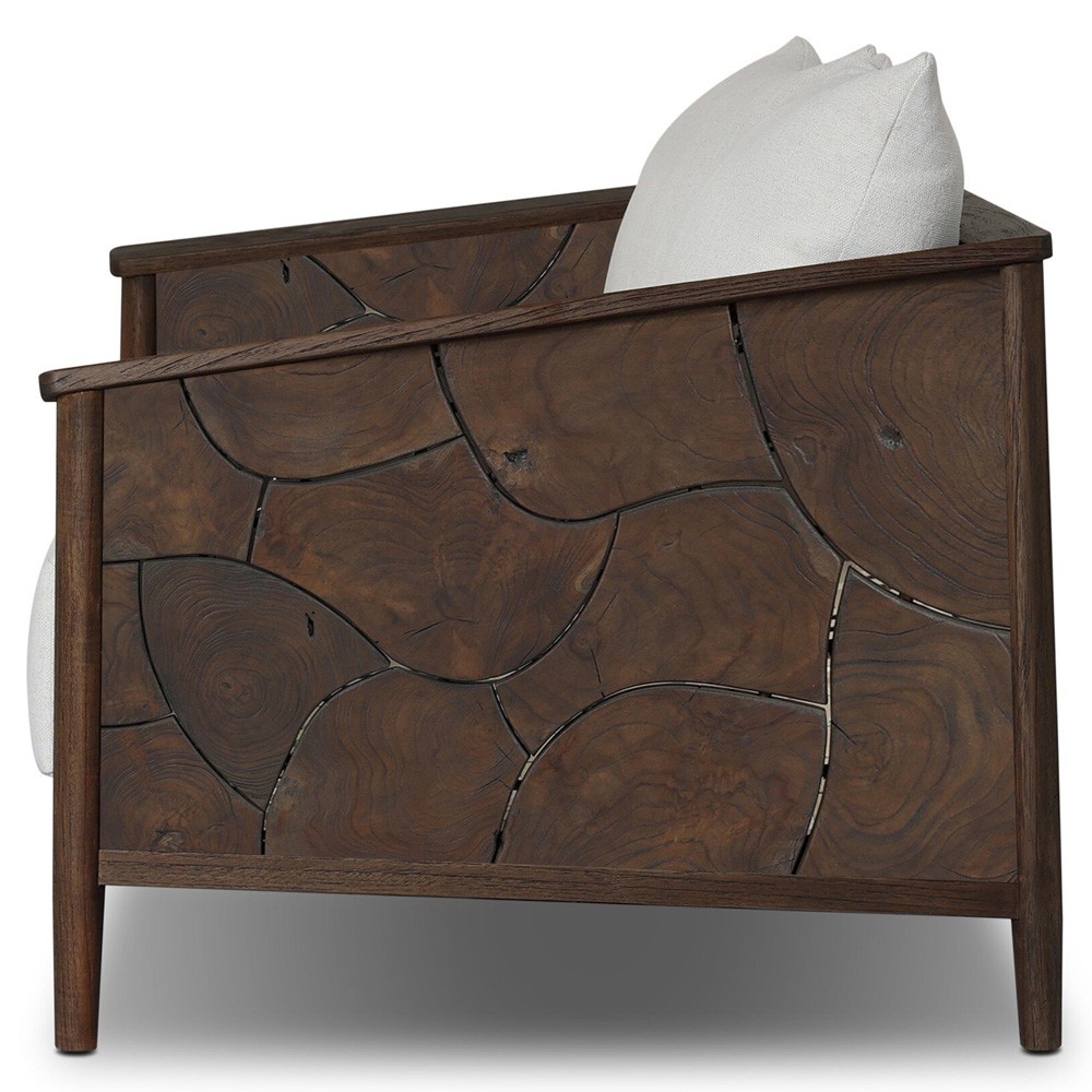 Ridge Rustic Lodge Dark Brown Teak Outdoor Sofa - 58"|