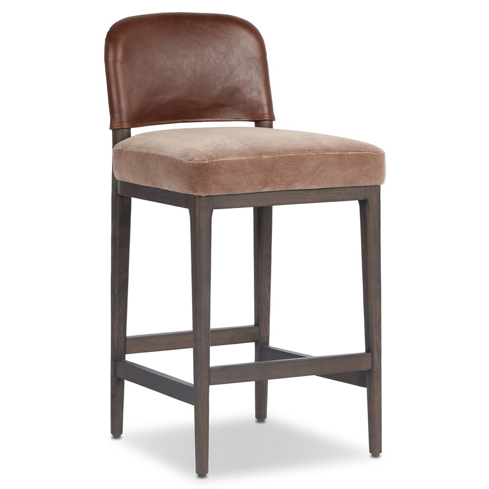 Ryver Modern Classic Brown Velvet Counter Stool|