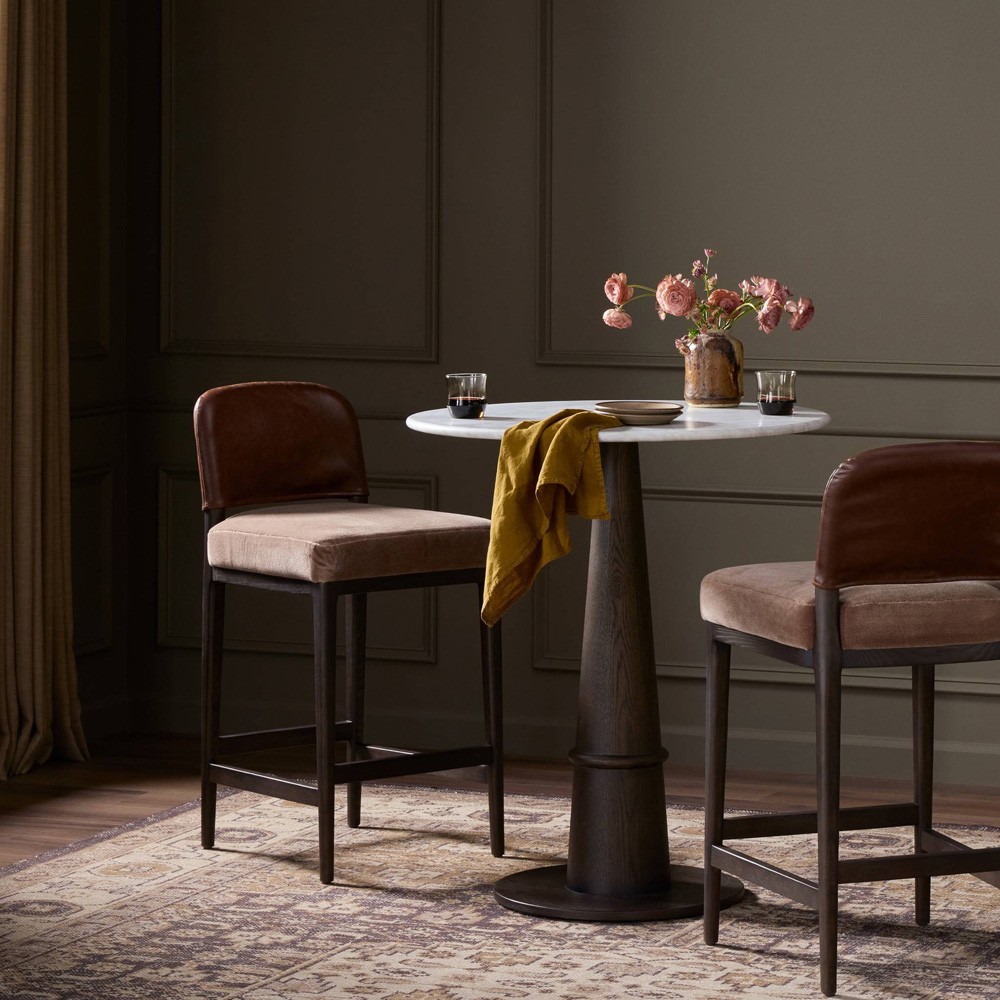 Ryver Modern Classic Brown Velvet Counter Stool|