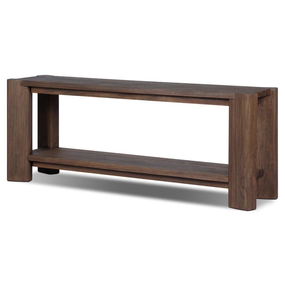 Soho Modern Classic Brown Teak Rectangular Outdoor Console Table|
