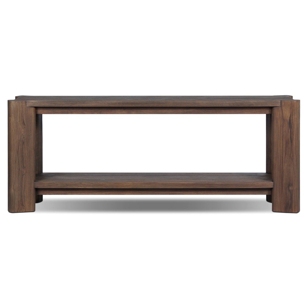 Soho Modern Classic Brown Teak Rectangular Outdoor Console Table|
