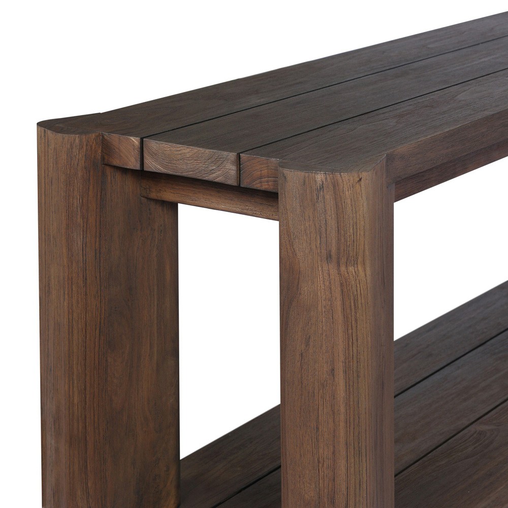 Soho Modern Classic Brown Teak Rectangular Outdoor Console Table|