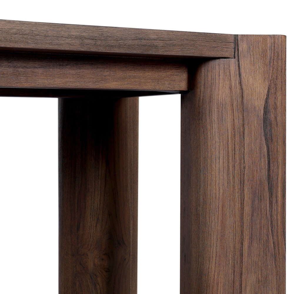 Soho Modern Classic Brown Teak Rectangular Outdoor Console Table|