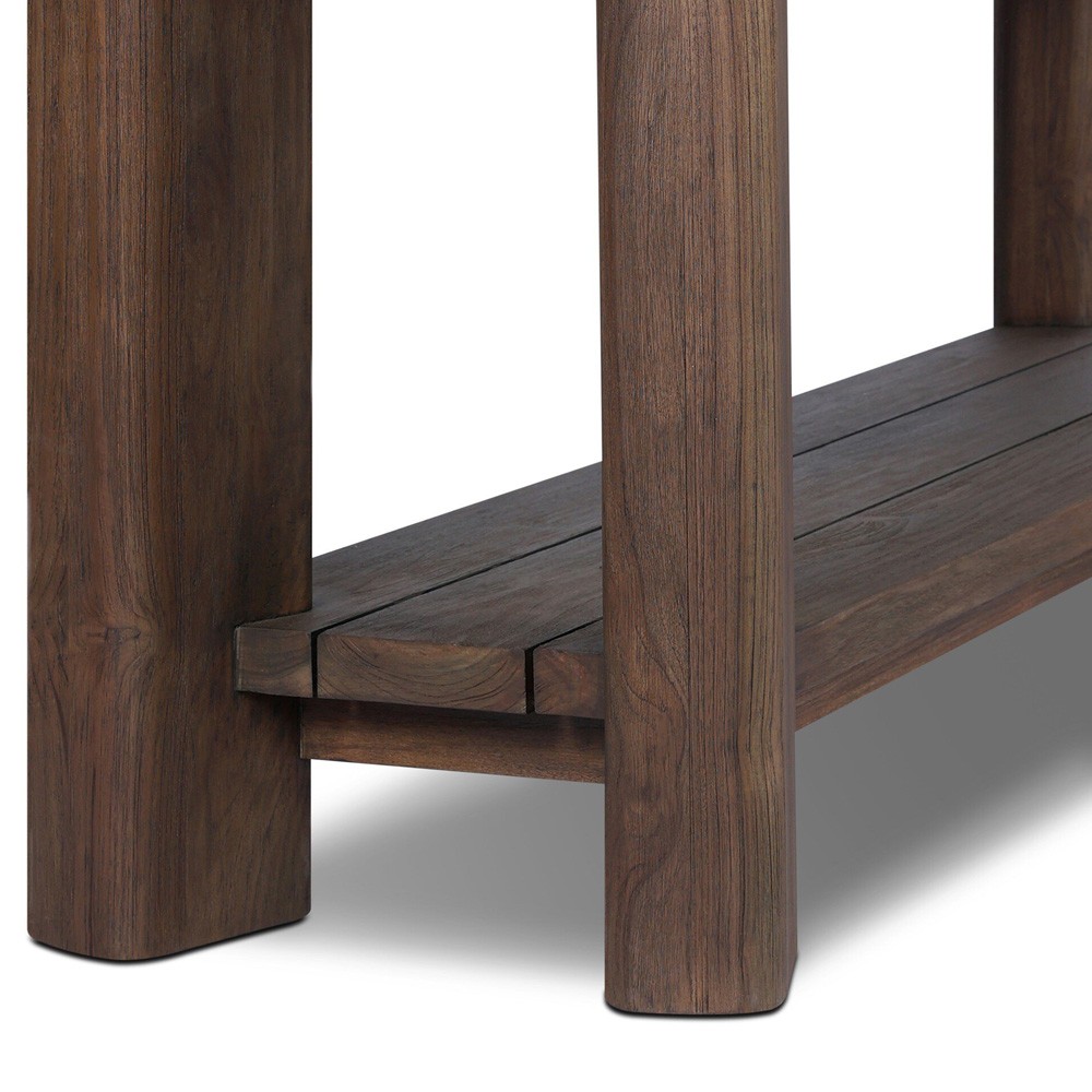 Soho Modern Classic Brown Teak Rectangular Outdoor Console Table|