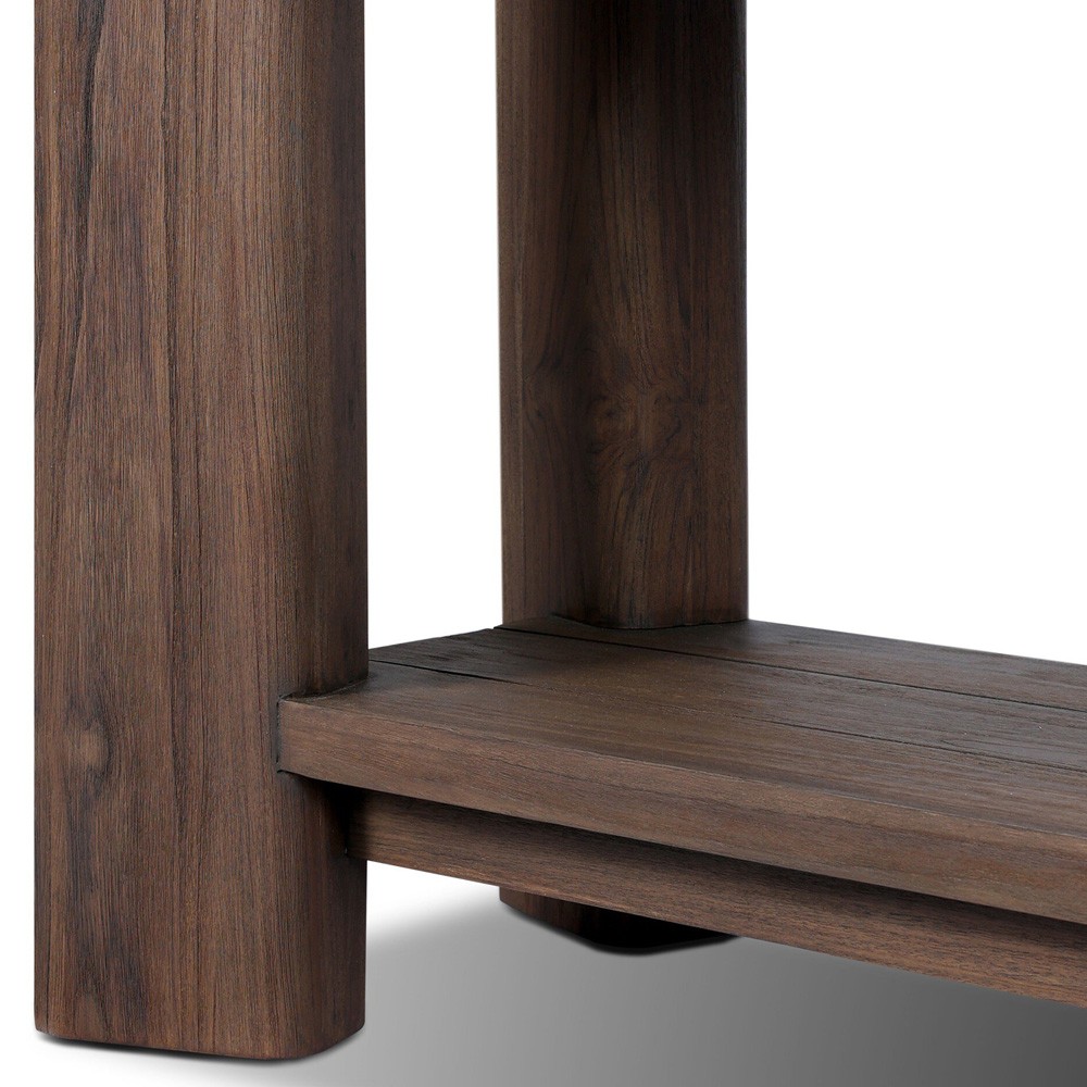 Soho Modern Classic Brown Teak Rectangular Outdoor Console Table|