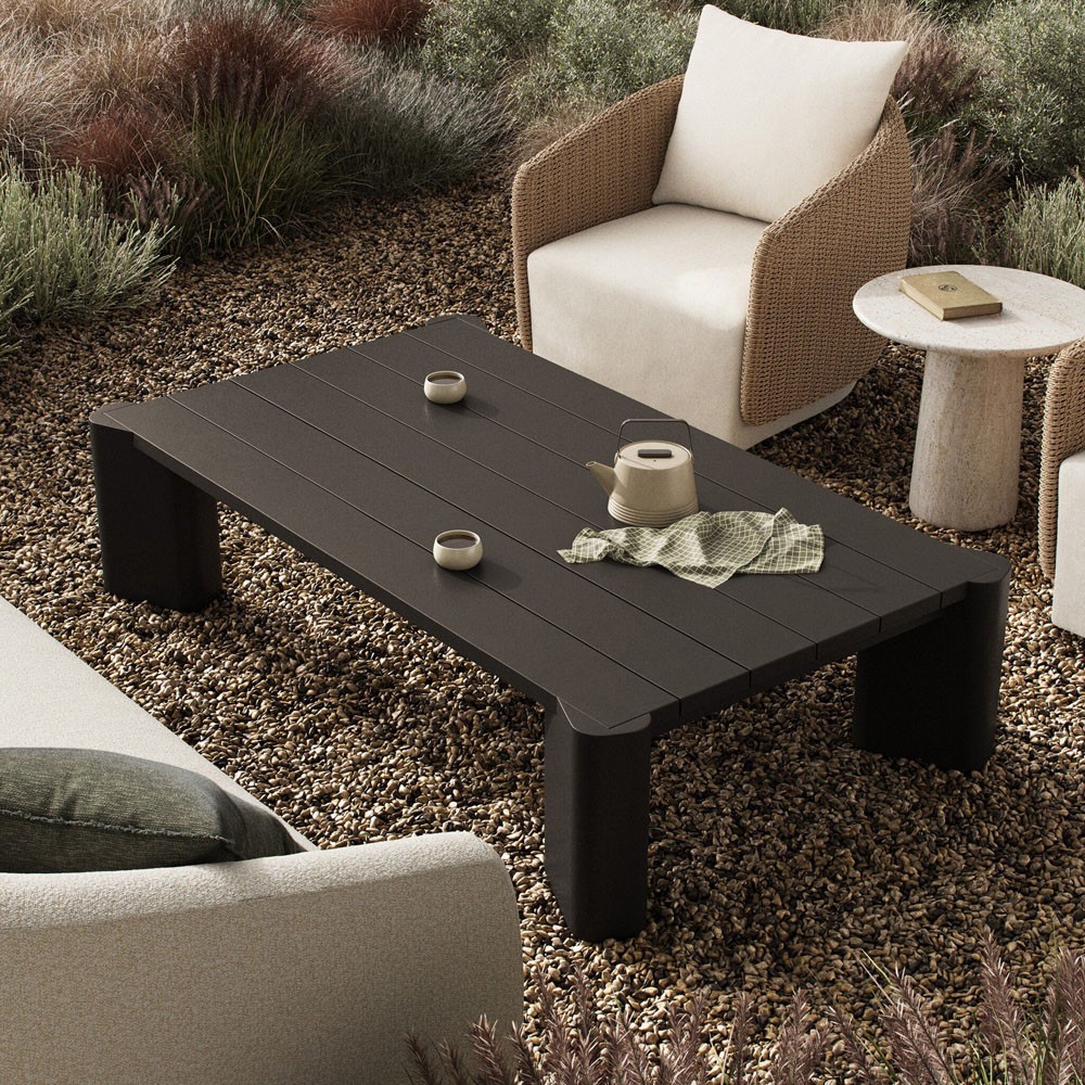 Soho Modern Classic Bronze Aluminum Rectangular Outdoor Coffee Table|