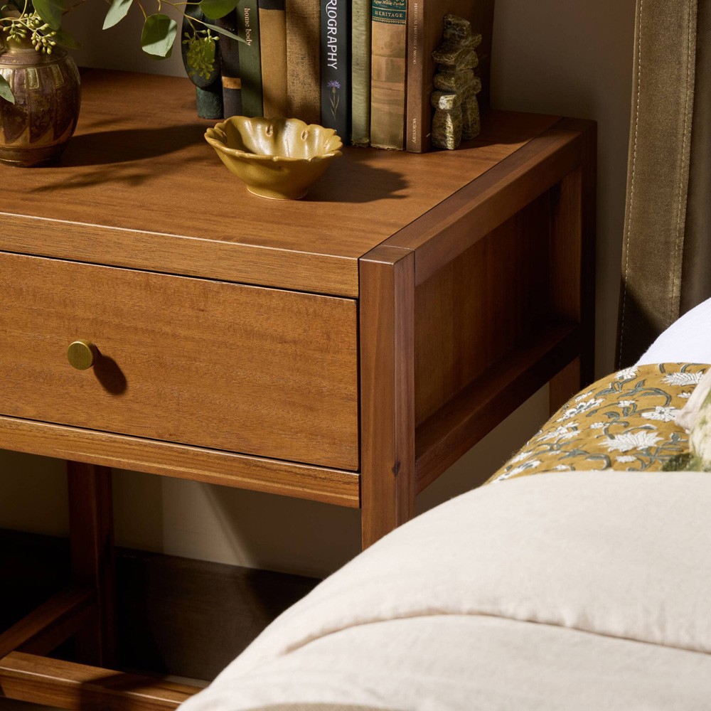 Timmy Rustic Lodge Brown Acacia Wood Small Nightstand|