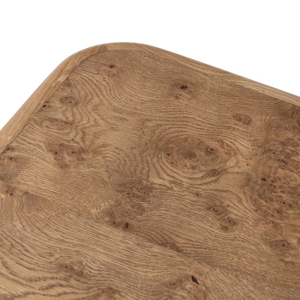 Talessi Modern Classic Brown Oak Burl Square Block End Table|