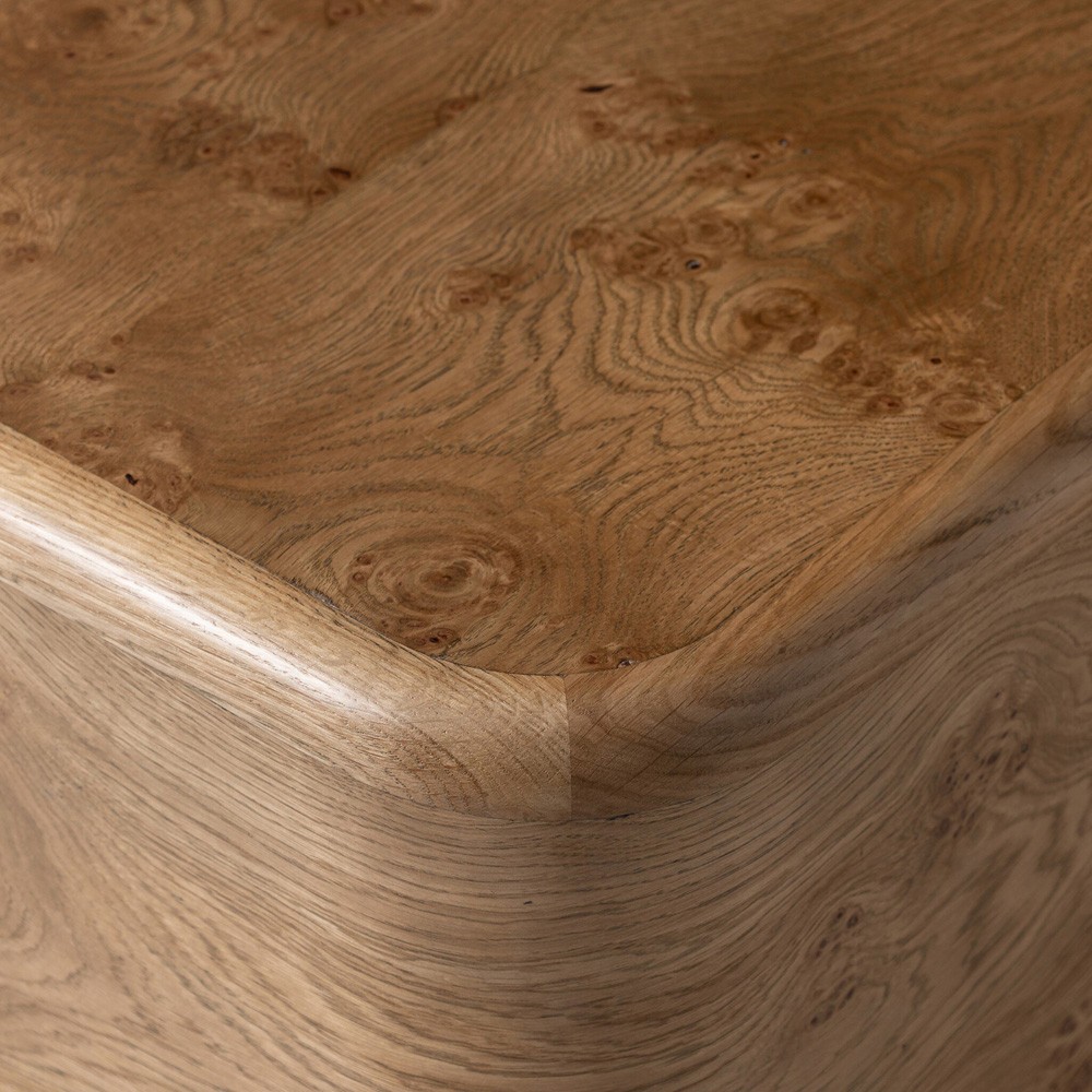 Talessi Modern Classic Brown Oak Burl Square Block End Table|