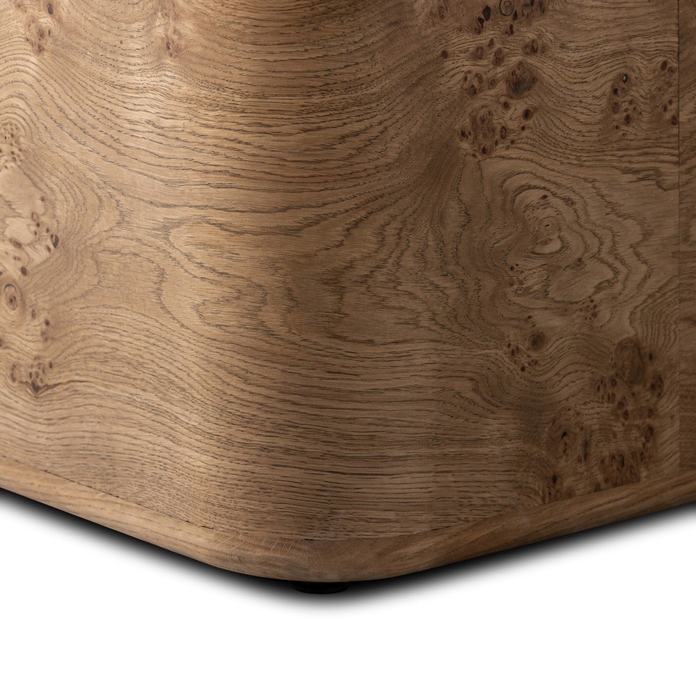Talessi Modern Classic Brown Oak Burl Square Block End Table|