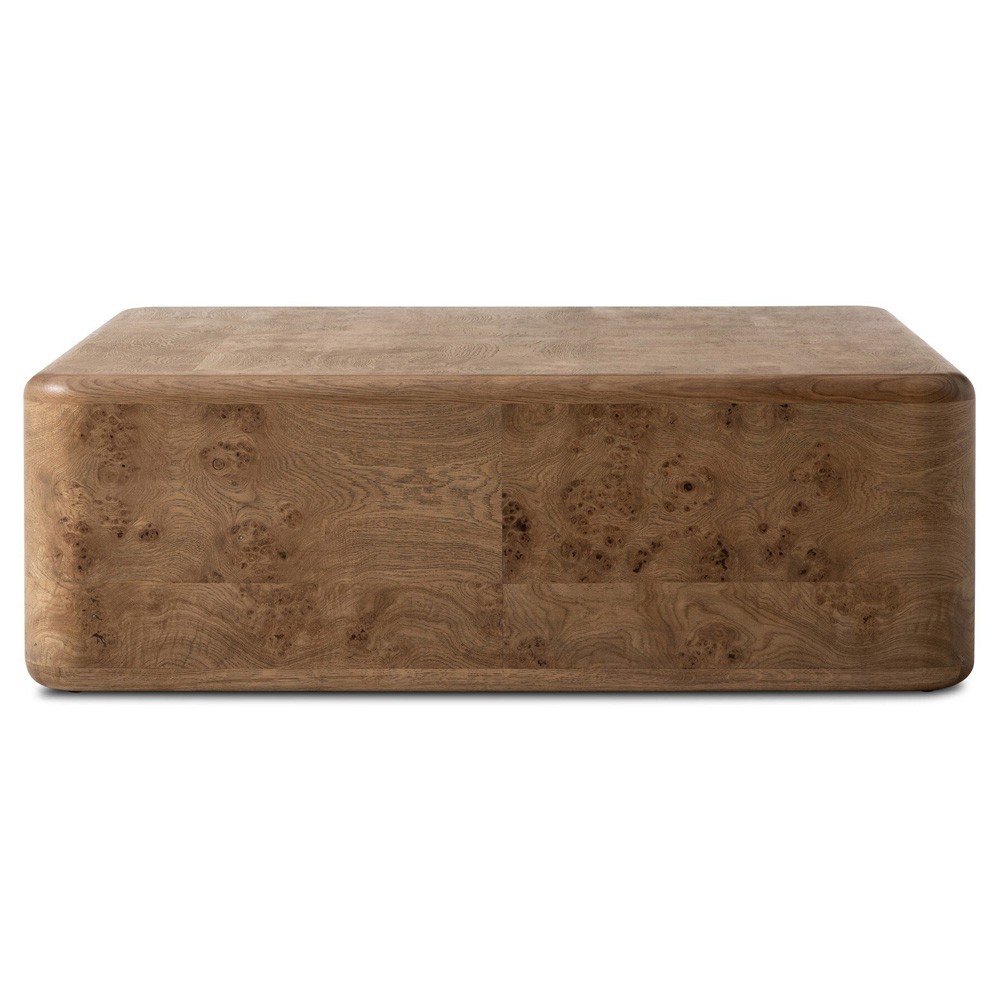 Talessi Modern Classic Brown Oak Burl Block Coffee Table|