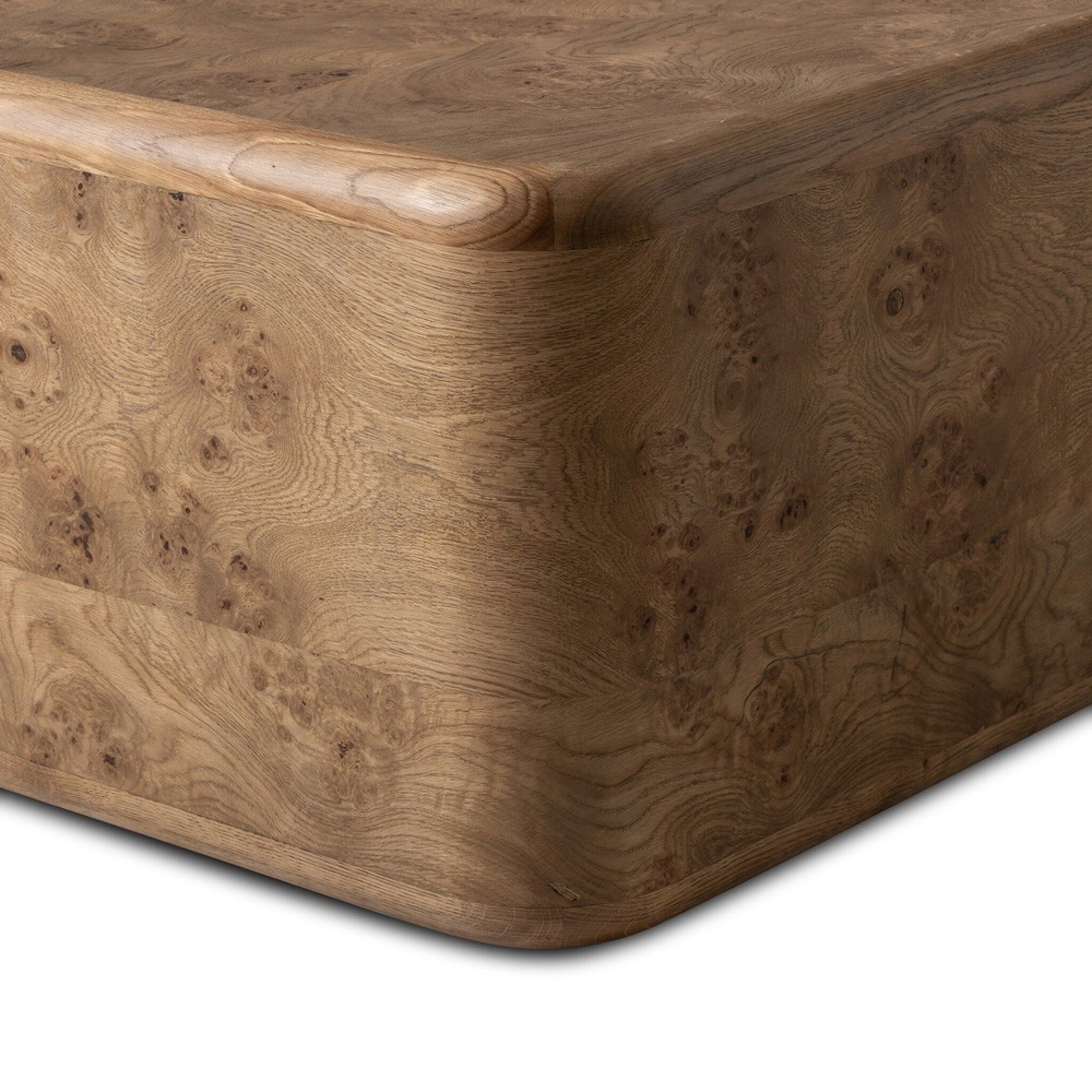 Talessi Modern Classic Brown Oak Burl Block Coffee Table|