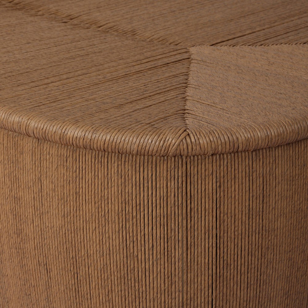 Taum Coastal Beach Brown Woven Oval Outdoor Coffee Table|