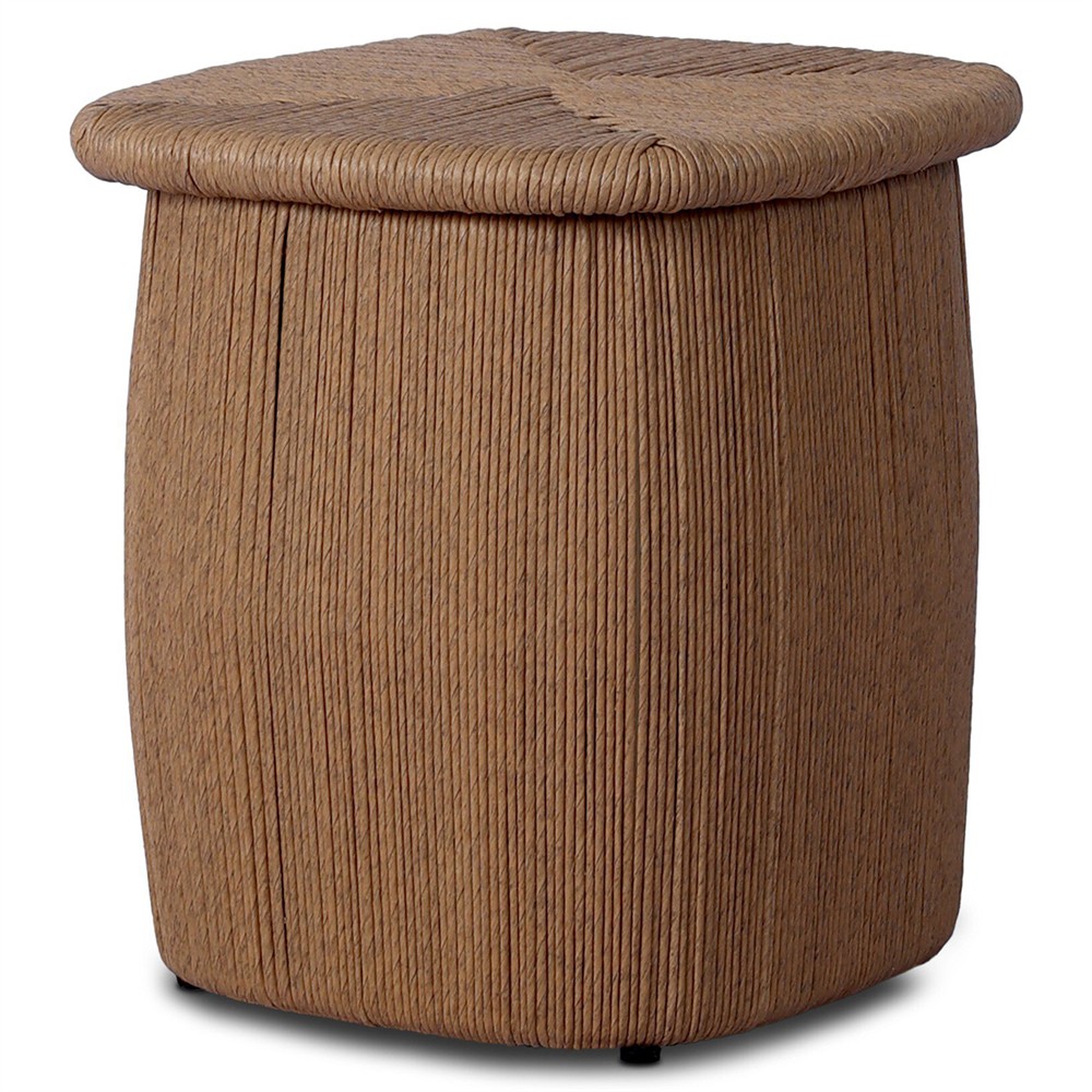 Taum Coastal Beach Brown Woven Square Outdoor Stool|