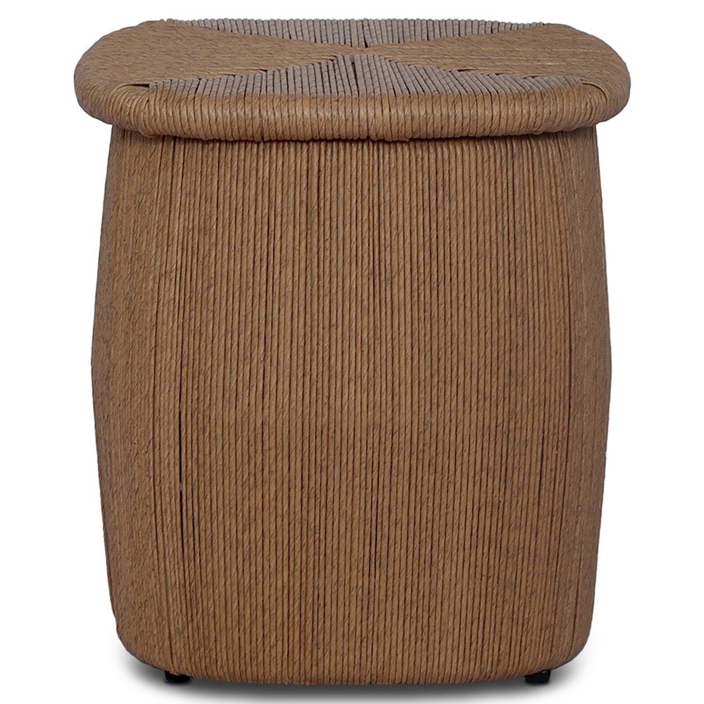 Taum Coastal Beach Brown Woven Square Outdoor Stool|