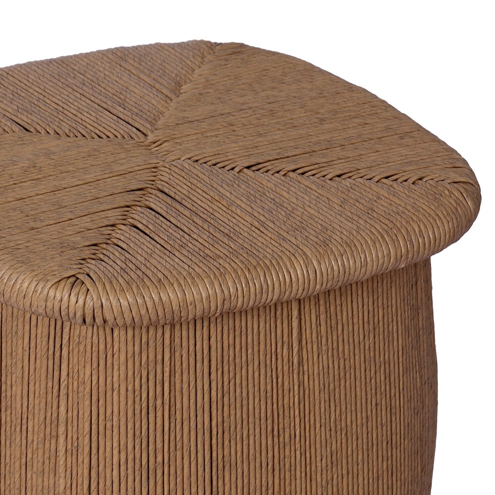 Taum Coastal Beach Brown Woven Square Outdoor Stool|