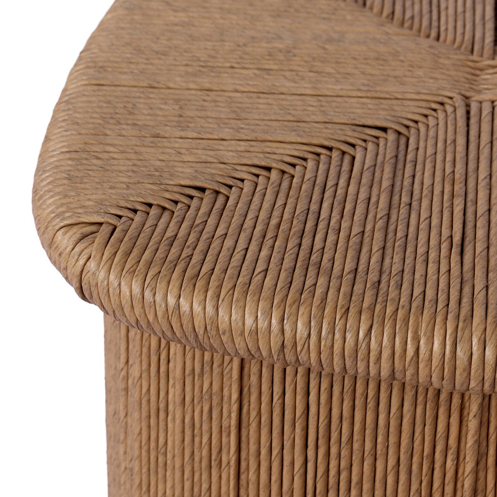 Taum Coastal Beach Brown Woven Square Outdoor Stool|