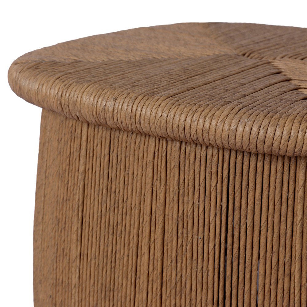 Taum Coastal Beach Brown Woven Square Outdoor Stool|