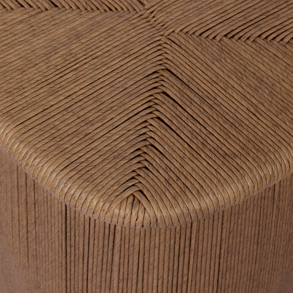 Taum Coastal Beach Brown Woven Square Outdoor Stool|