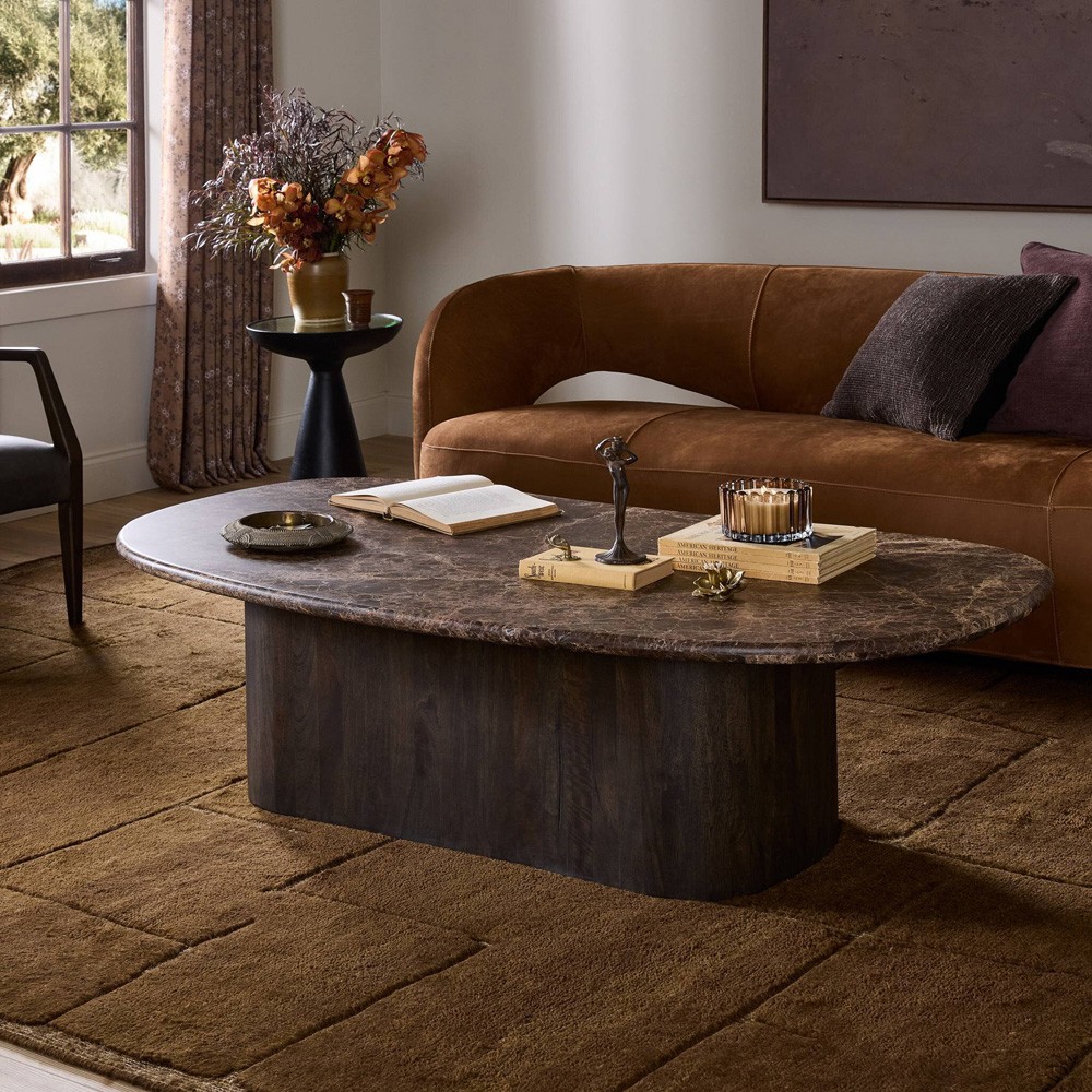 Tori Modern Classic Brown Marble Coffee Table|