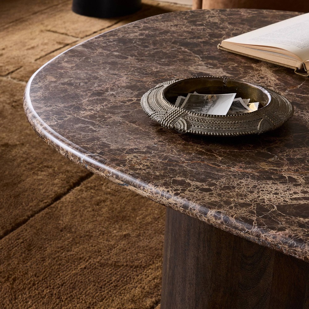 Tori Modern Classic Brown Marble Coffee Table|