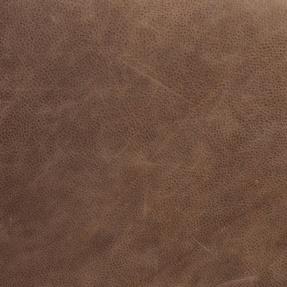 Ulrick Modern Classic Brown Leather Drifted Oak Cocktail Ottoman|