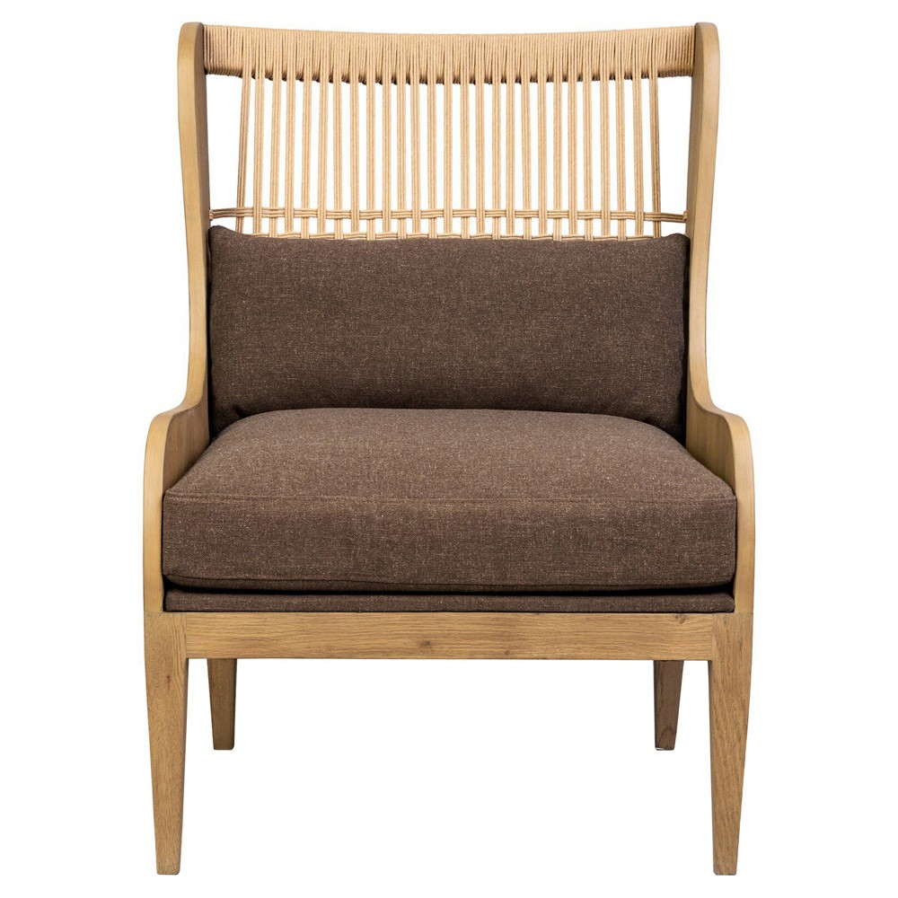 Vestavia Coastal Beach Brown Performance Aged Oak Woven Wing Chair|