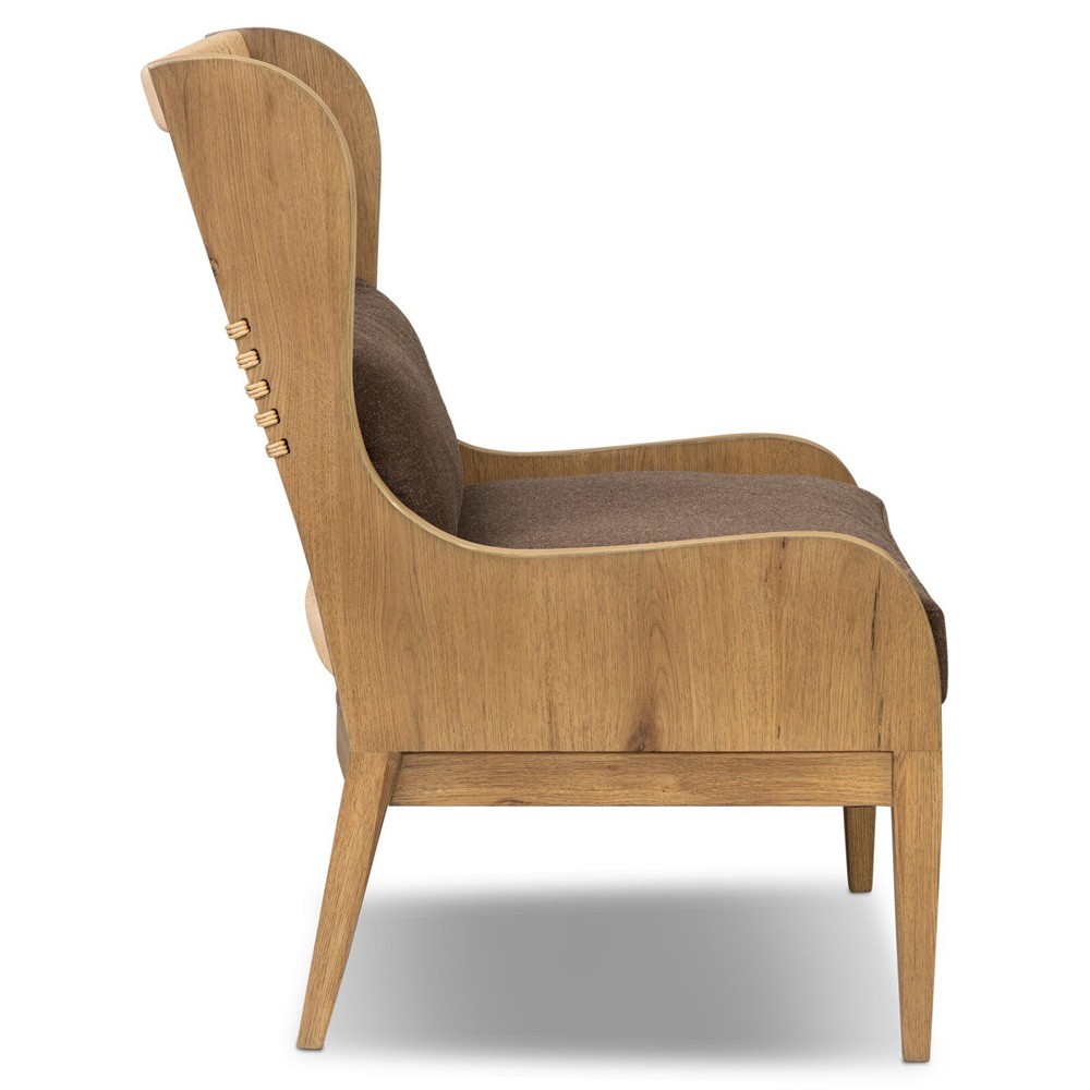Vestavia Coastal Beach Brown Performance Aged Oak Woven Wing Chair|