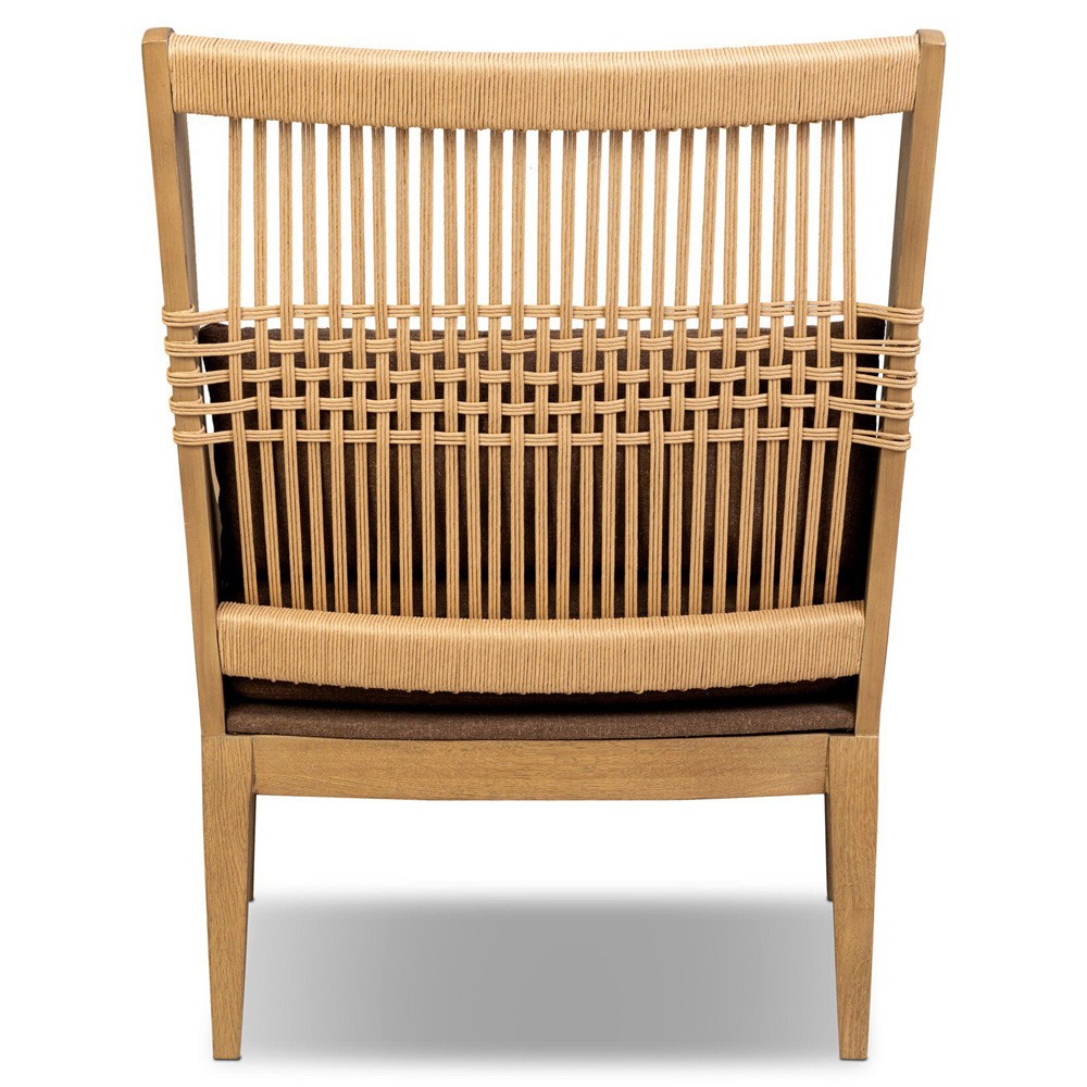 Vestavia Coastal Beach Brown Performance Aged Oak Woven Wing Chair|