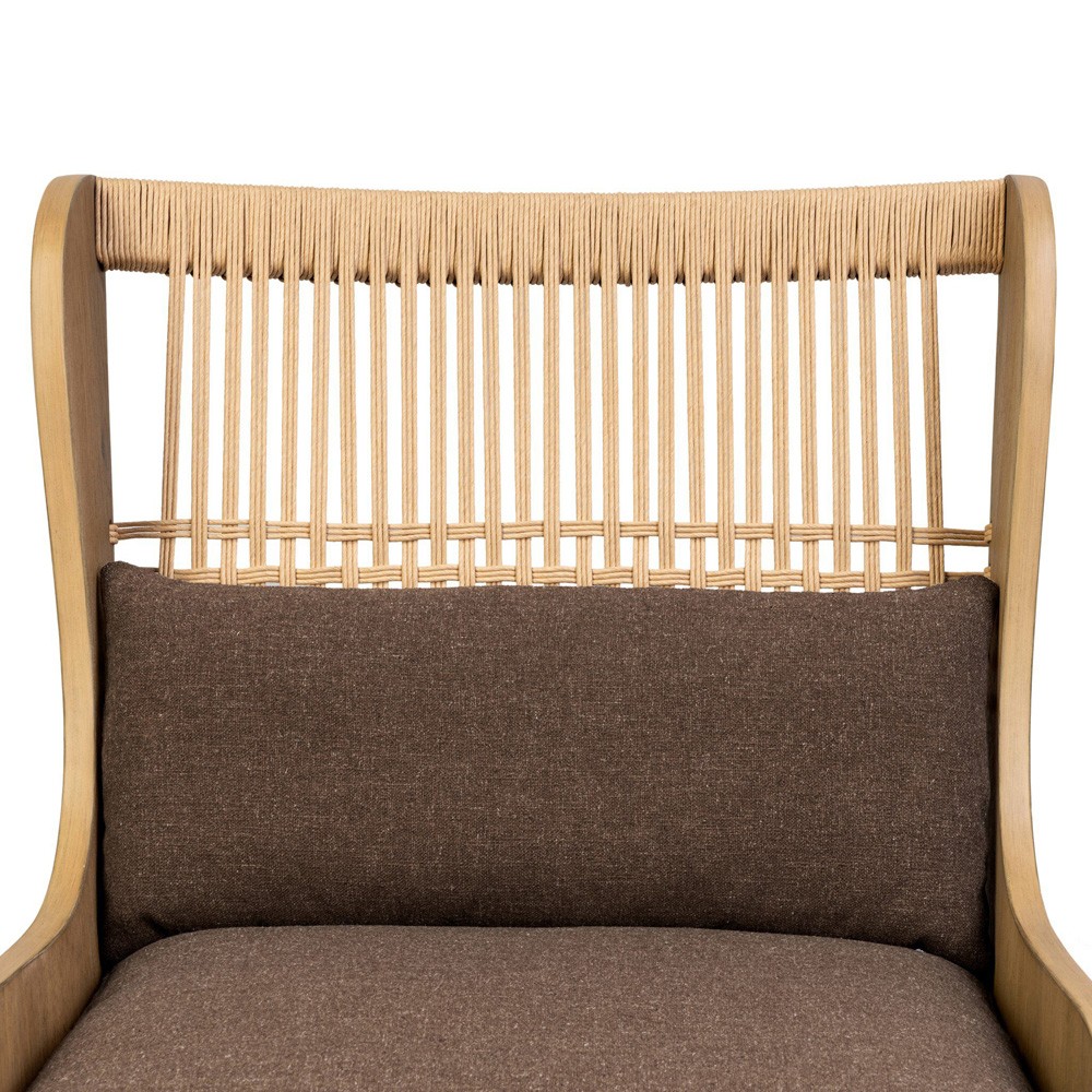 Vestavia Coastal Beach Brown Performance Aged Oak Woven Wing Chair|
