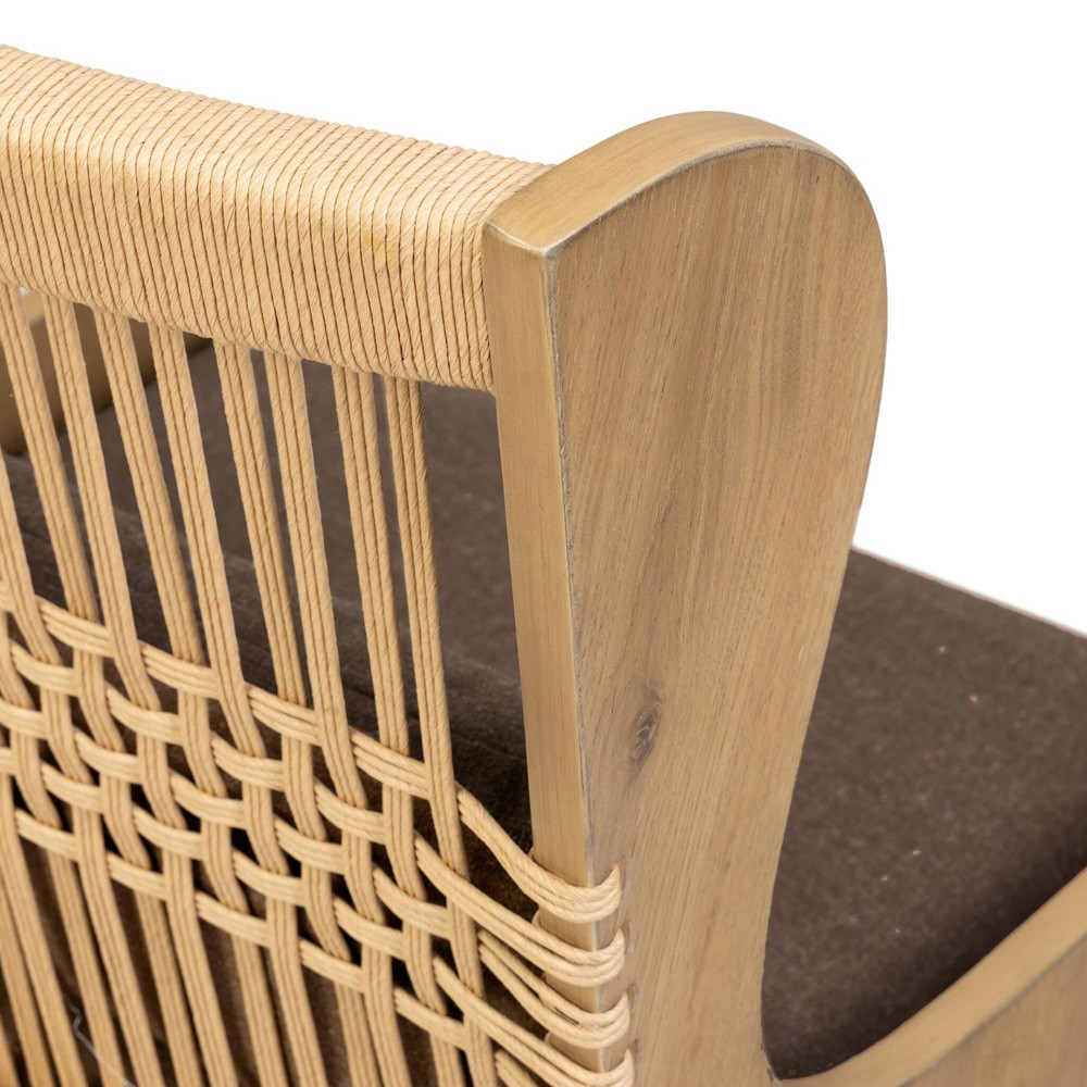 Vestavia Coastal Beach Brown Performance Aged Oak Woven Wing Chair|