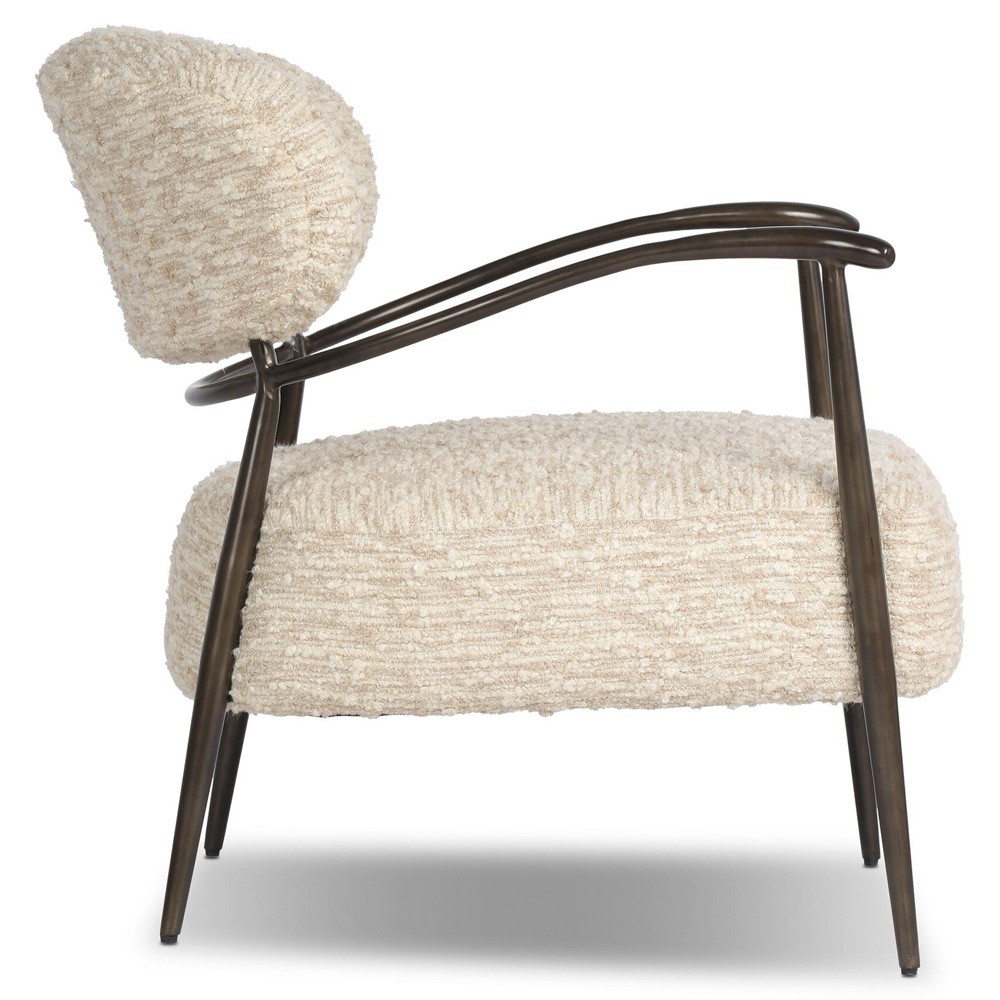 Norah Updated Traditional Cream Boucle Bronze Iron Arm Chair|