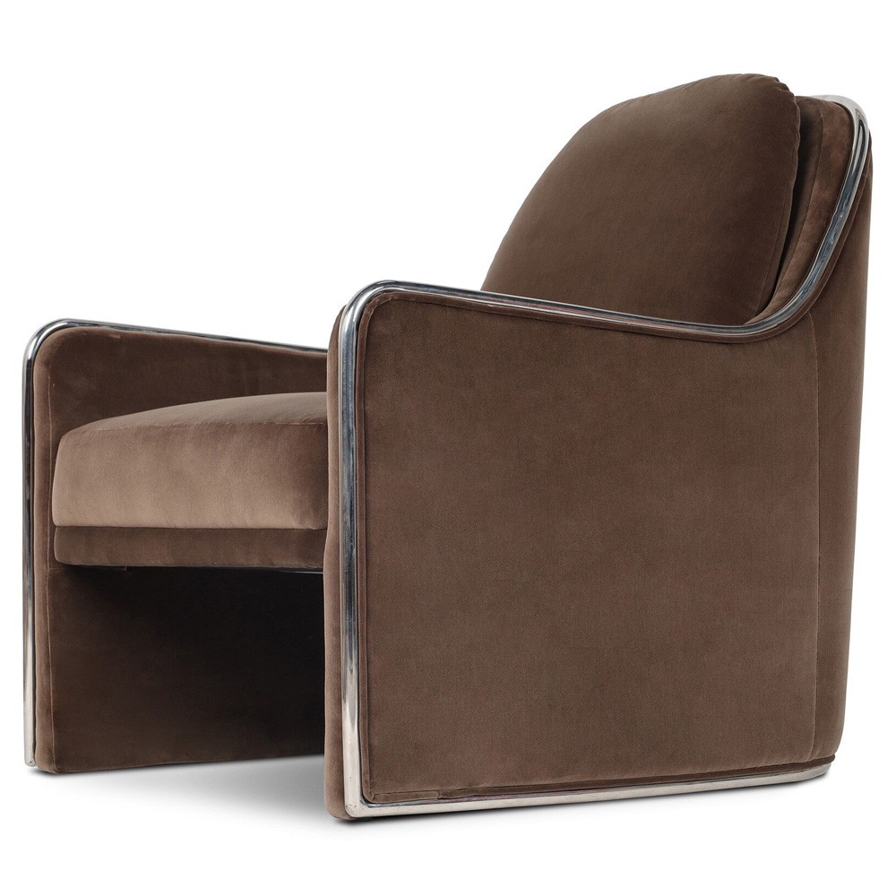 Viora Modern Classic Brown Velvet Performance Arm Chair|