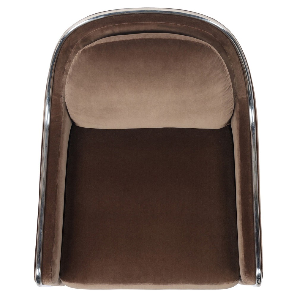 Viora Modern Classic Brown Velvet Performance Arm Chair|