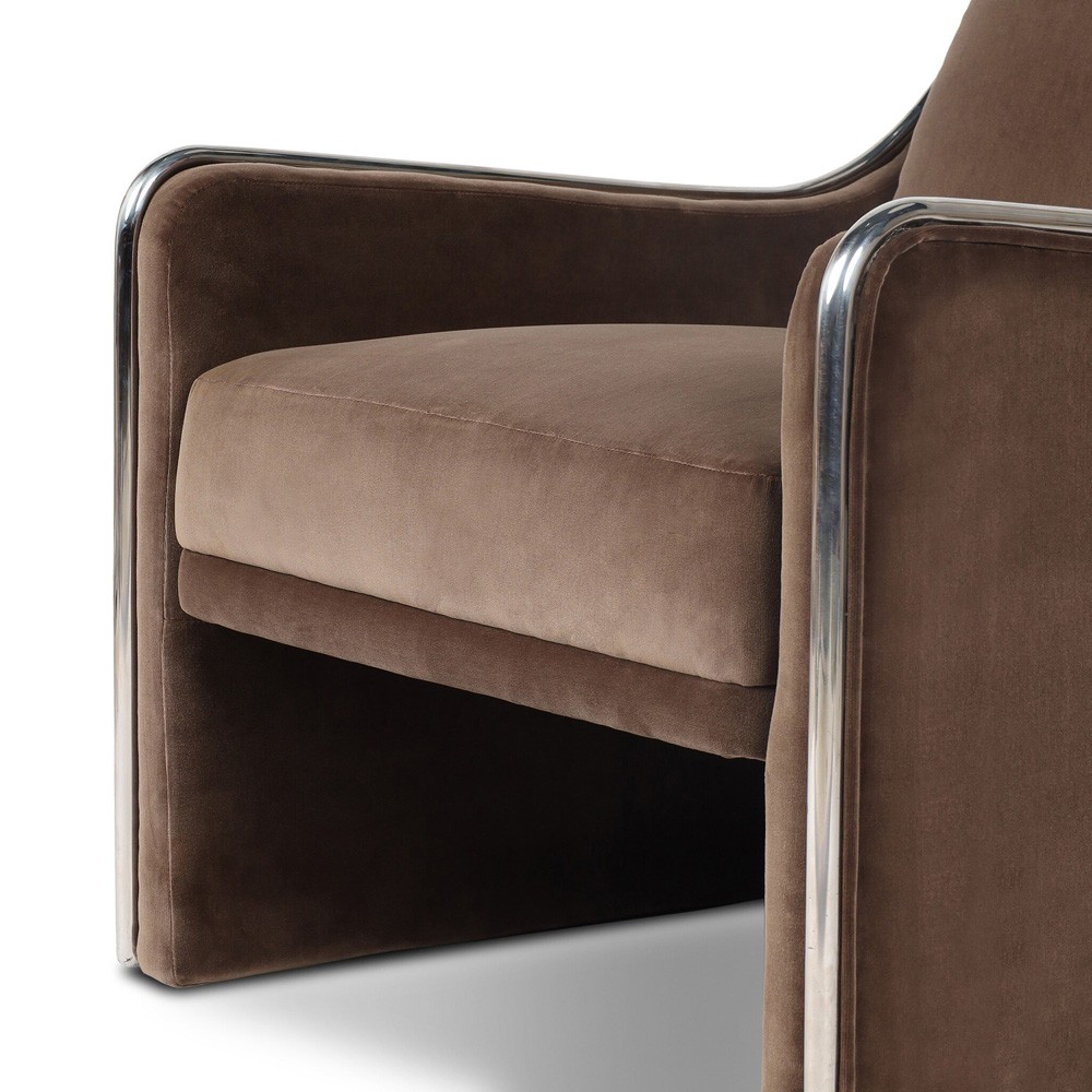 Viora Modern Classic Brown Velvet Performance Arm Chair|