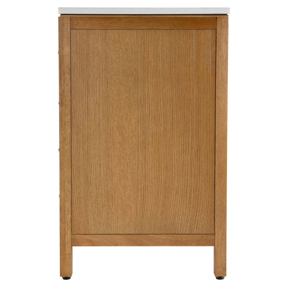 Svea Modern Classic White Quartz Light Natural Wood Single Vanity Sink - 36"|