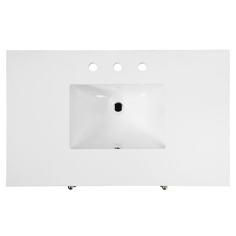 Svea Modern Classic White Quartz Light Natural Wood Single Vanity Sink - 36"|