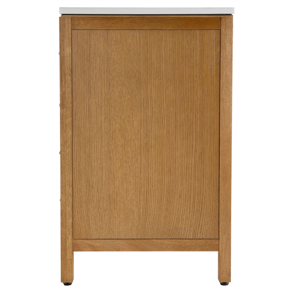 Svea Modern Classic White Quartz Light Natural Wood Single Vanity Sink - 48"|