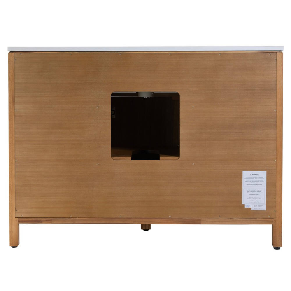 Svea Modern Classic White Quartz Light Natural Wood Single Vanity Sink - 48"|