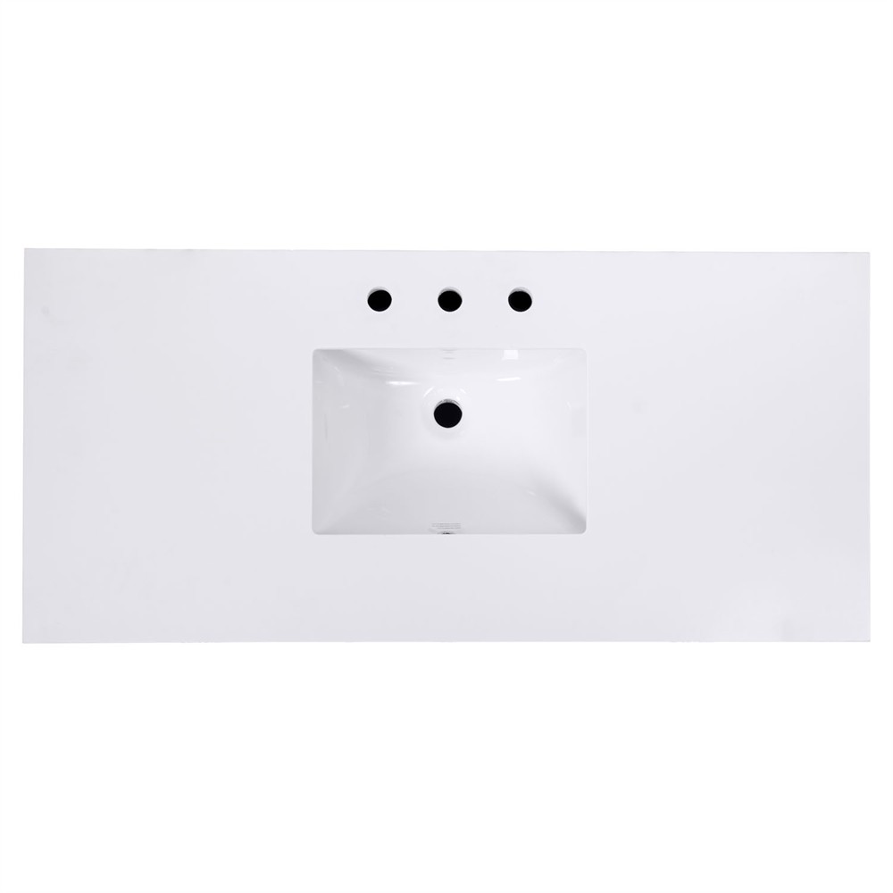 Svea Modern Classic White Quartz Light Natural Wood Single Vanity Sink - 48"|