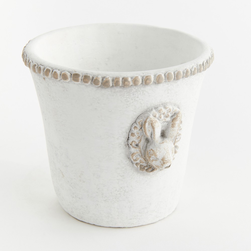 Celia French Country White Rabbit Medallion Outdoor Planter - Medium|