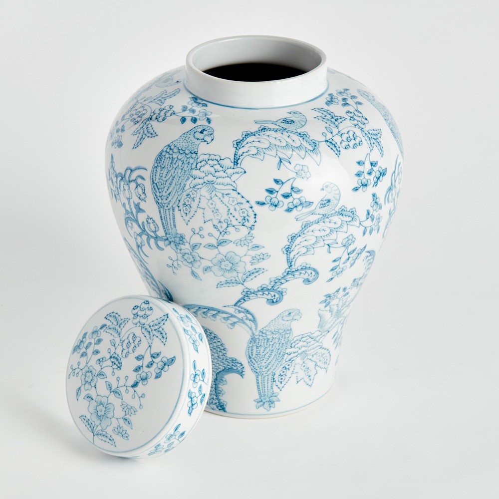 Salvatore French Country Light Blue Porcelain Lidded Ginger Jar|