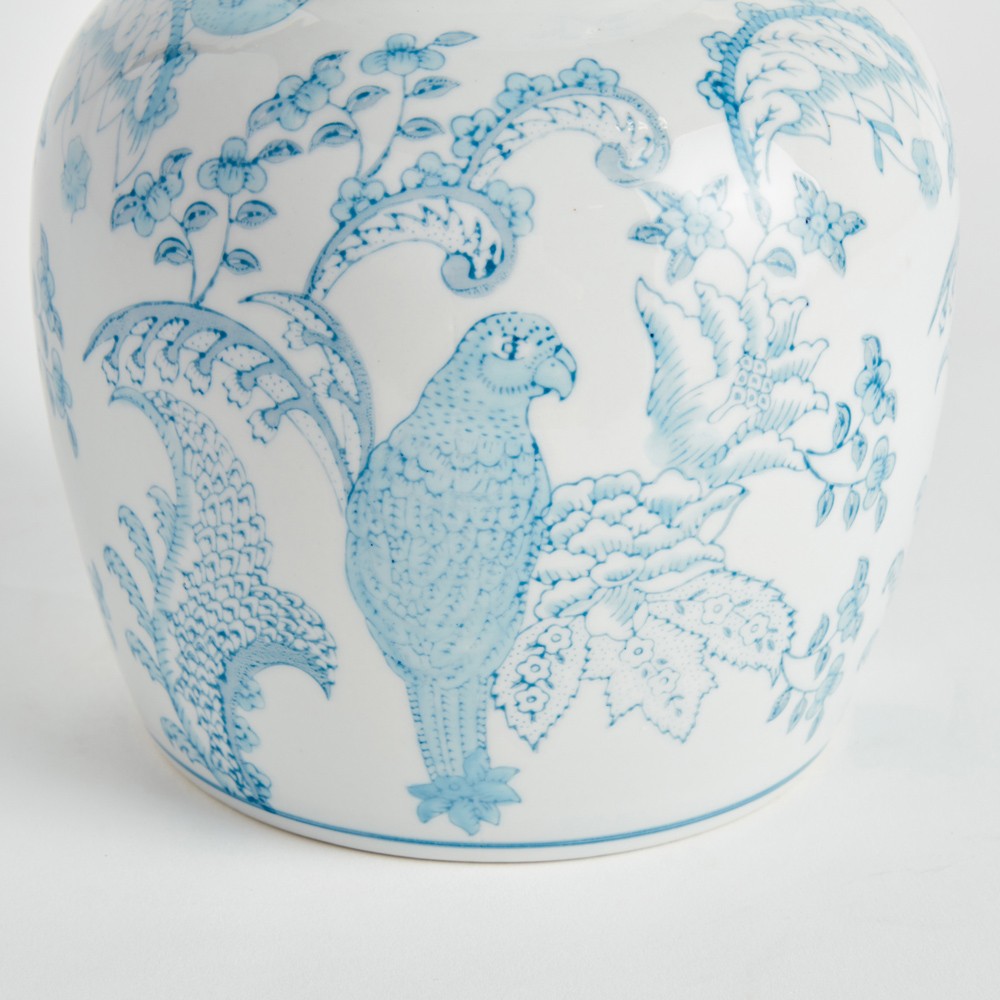 Salvatore French Country Light Blue Porcelain Lidded Decorative Jar|