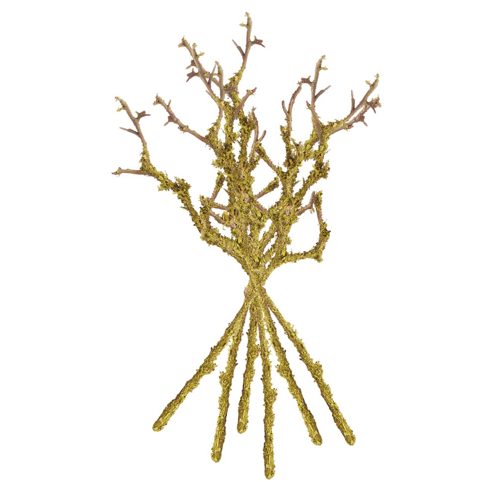 Loire French Country Green Faux Lichen Moss Branch - Set of 6|