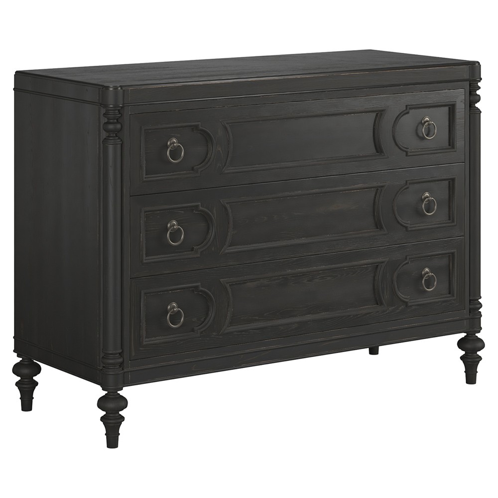 John Updated Traditional Black Pine Wood Bachelor Chest|