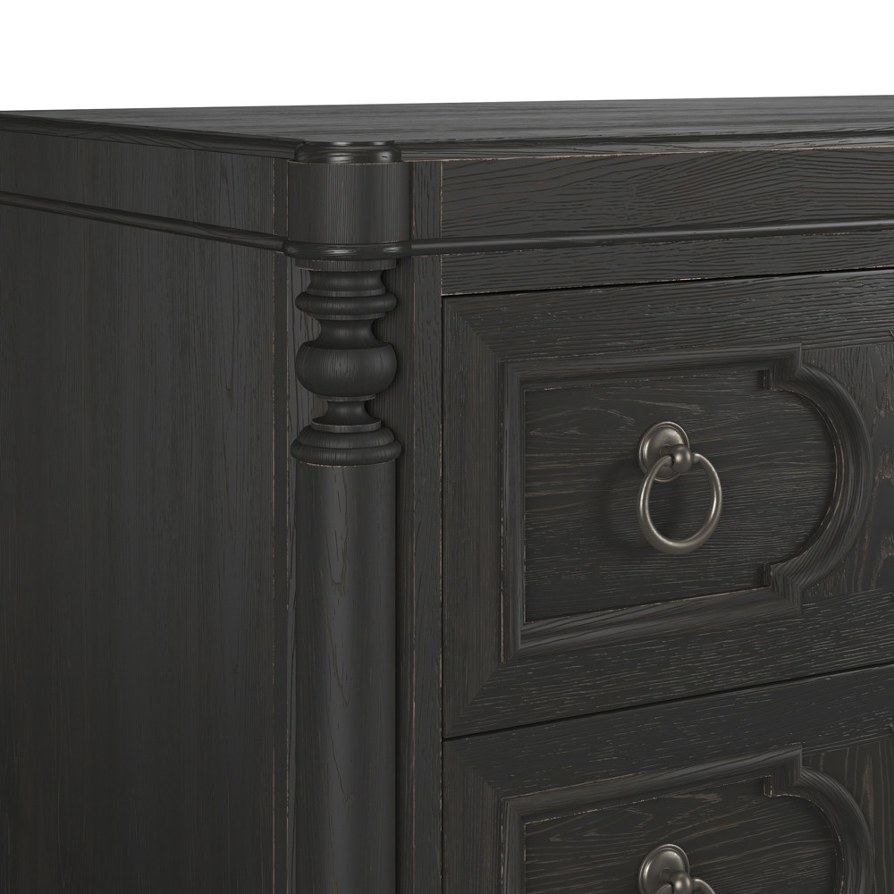John Updated Traditional Black Pine Wood Bachelor Chest|
