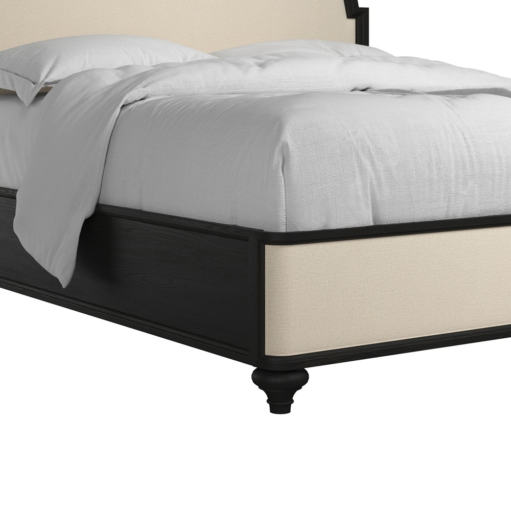 Benny French Country Black Pine Wood Bed - Queen|